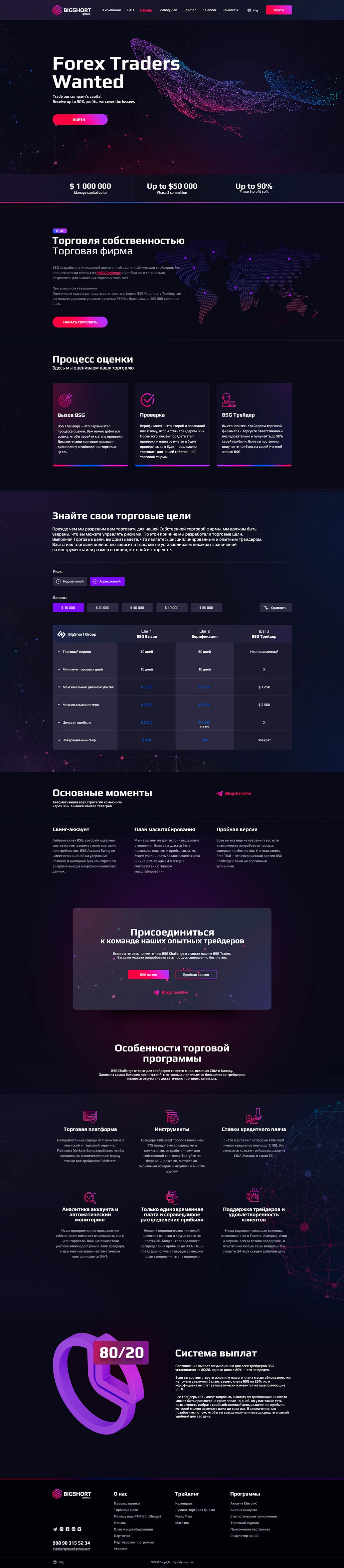 Сайт и фирменный стиль трейдинговой компании — экран 1